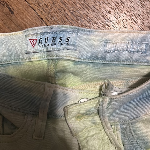 Guess Brittney Skinny Ankle Blue and Green Tie Dyed Jeans - Picture 3 of 5